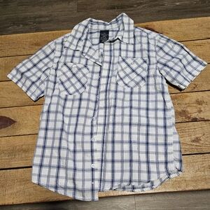 Faded Glory Navy and White Checkered Shirt